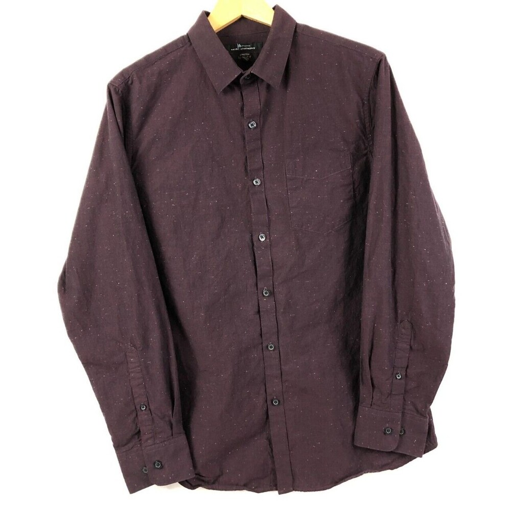 Marc Anthony Shirt Medium Black Stretch Slim Fit Button Long Sleeve Mens